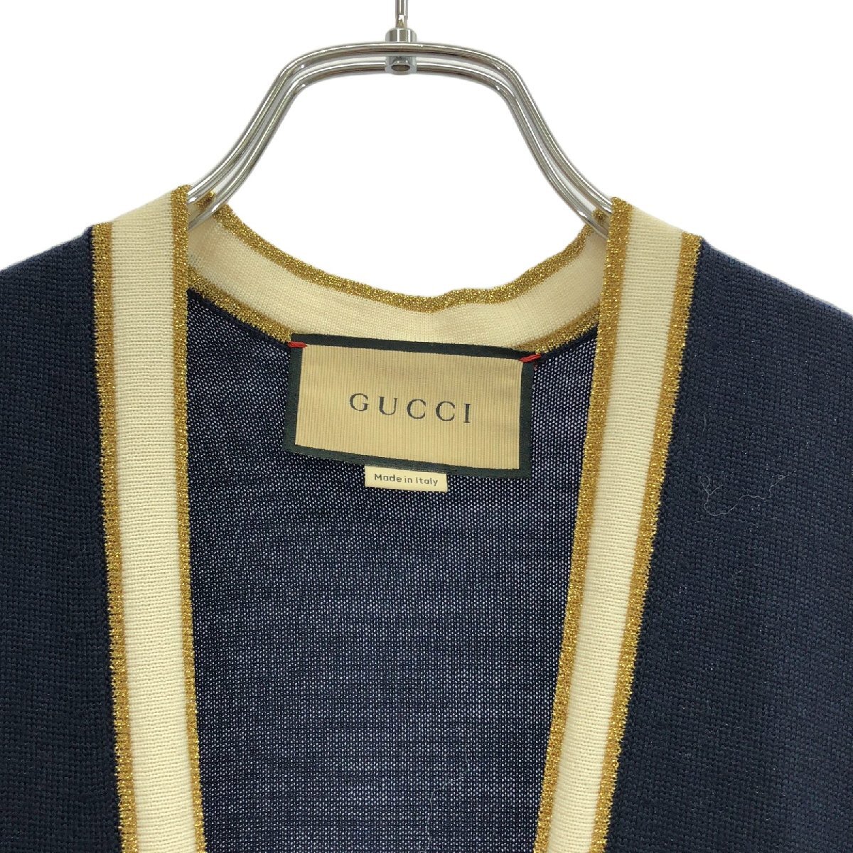 グッチ ワンピース ネイビー オフホワイト 713541 ブランドオフ GUCCI ウール ワンピース ウール 中古 レディー_画像3