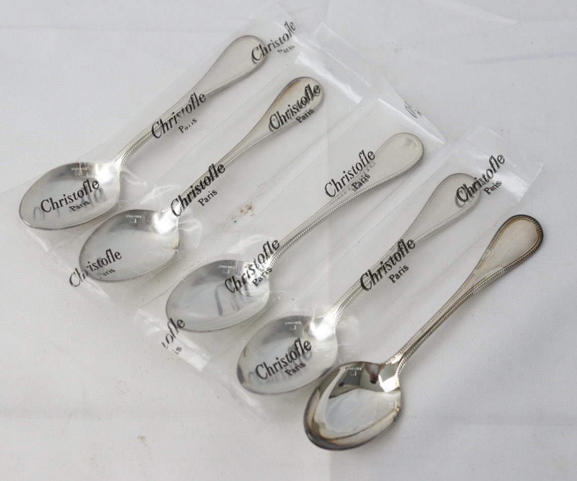 Christofle パール シルバープレート製 コーヒースプーン 5本 クリストフル Christofle パール コーヒースプーン 5本セット