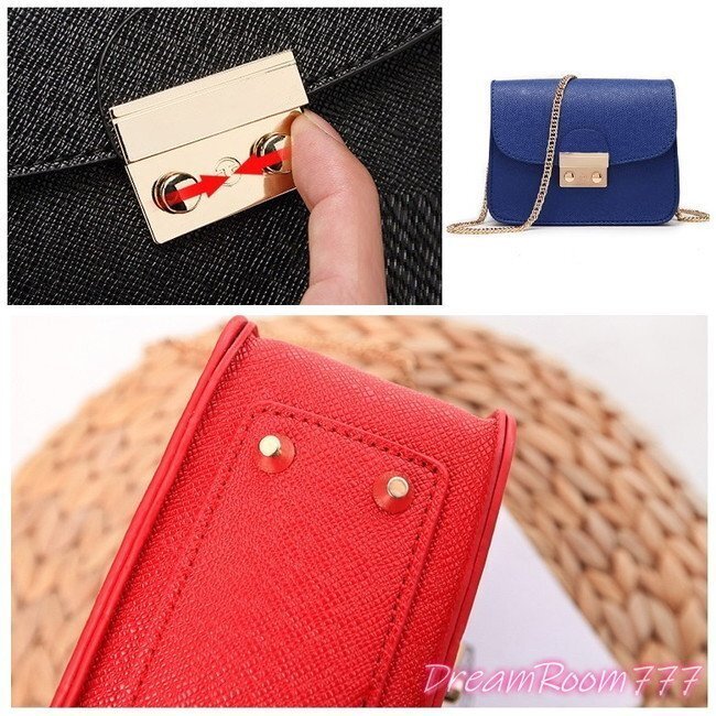 Happycolor レザークラッチバッグ BAG 【ピンク】革 ハンドバッグ ショルダー チェーン 海外セレブ K-069-6