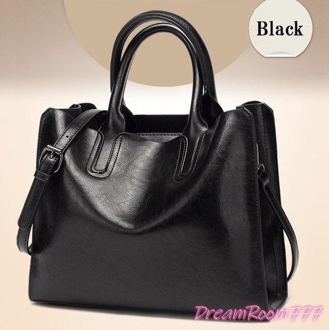 classic レザー スクエアトートBAG【ブラック】大型収納 ハンドバッグ ショルダー セレブ 合皮革 K-093-2