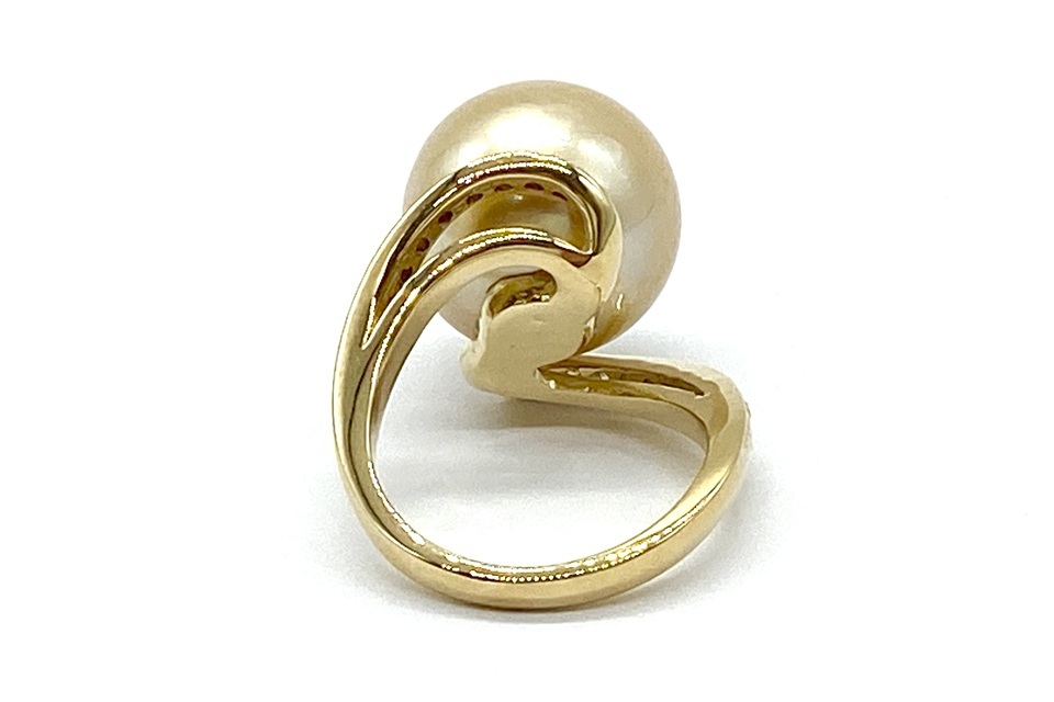 South Sea Pearl K18白蝶パール ゴールド系 ダイヤモンドリング NO.62179