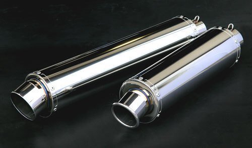 新品 即決！送料無料！Realize 汎用サイレンサー 差込徑 60.5φ 100φ×450mm カール ステンレス バイクマフラー スリップオン 701-001-02