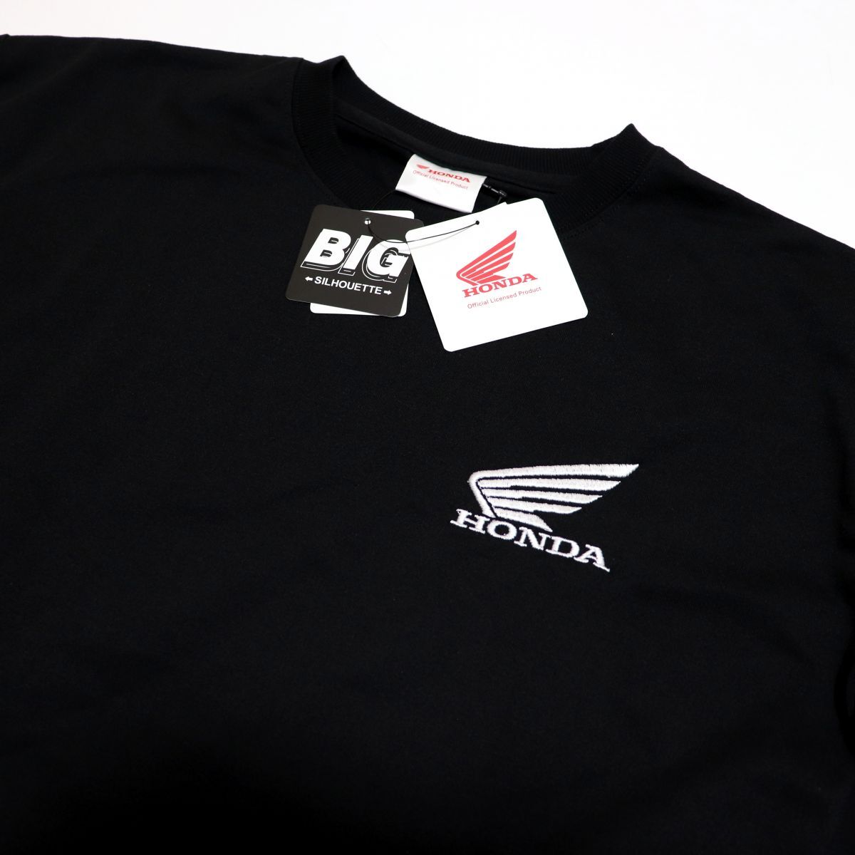 ○送料390円可能商品 ホンダ HONDA 新品 メンズ BIGシルエット ロゴ入り 半袖 Tシャツ 黒 Lサイズ [N530388BB-BLK-L] 一 三 弐★QWER