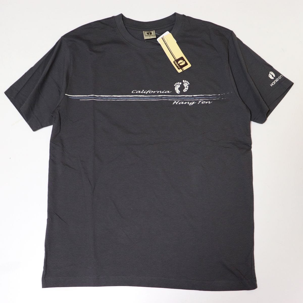 ○送料390円可能商品 ハンテン HANGTEN 新品 メンズ カジュアル お灑落 半袖 Tシャツ 濃灰 Lサイズ [SM509-NE4-L] 一 三 弐★QWER★