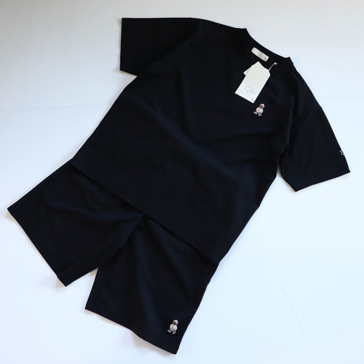 ★ロゴス LOGOS アウトドア 新品 メンズ 半袖 Tシャツ ハーフパンツ 上下セット SET スーツ 黒 XLサイズ[SM2C018B-BLK-LL]一 五 弐★QWER