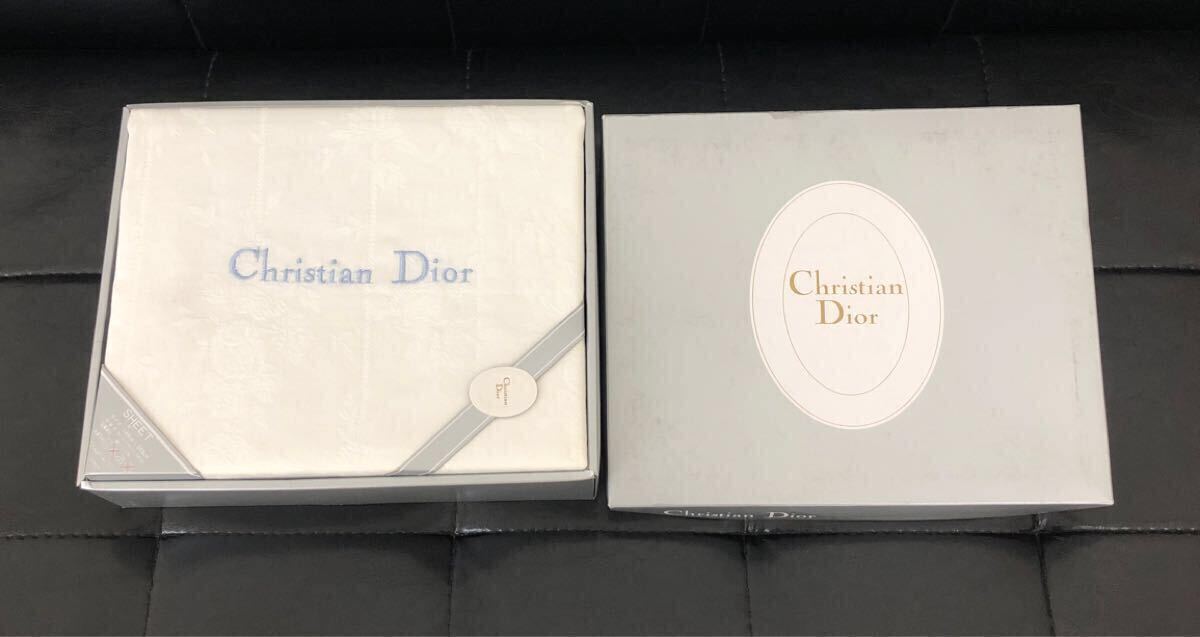 イ）Christian Dior 綿シーツ 箱付き 140cm×240cm 綿100% 寢具 ホワイト クリスチャンディオール 