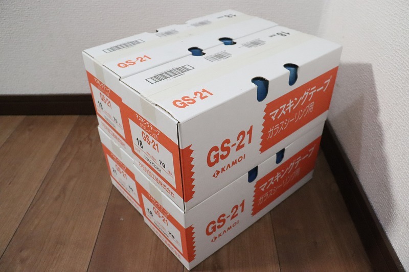 P4615◆カモ井加工紙◆マスキングテープ◆QS-21◆ガラスシーリング用◆18㎜70巻入3個+21㎜60巻入1個セット◆リフォーム◆養(yǎng)生◆DIY