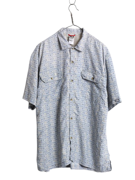 ノースフェイス 総柄 半袖 シャツ メンズ XL 古著 アウトドア レーヨン 混 速干 ボックス ゆったり カジュアル マルチカラー 大きいサイズ