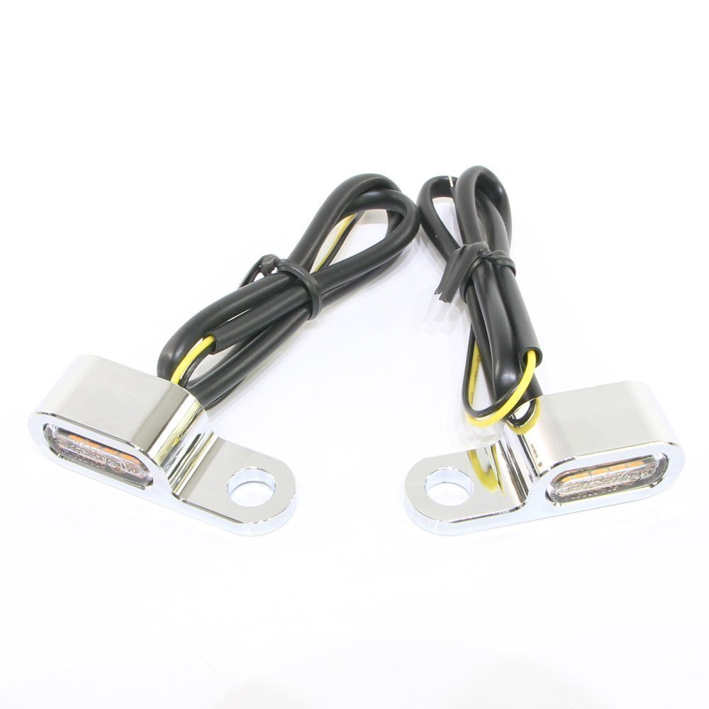 超小型 マイクロミニ LED ウインカー EH クロームボディ クリアレンズ 車検対応 2個セット オレンジ/アンバー発光