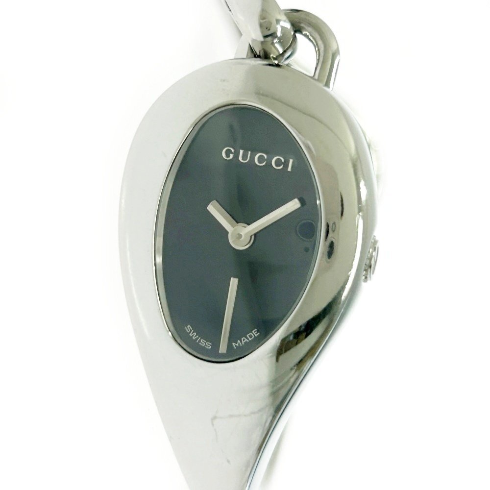 【1円スタート】GUCCI グッチ 103 バングル SS ブラック文字盤 クオーツ レディース腕時計 427709