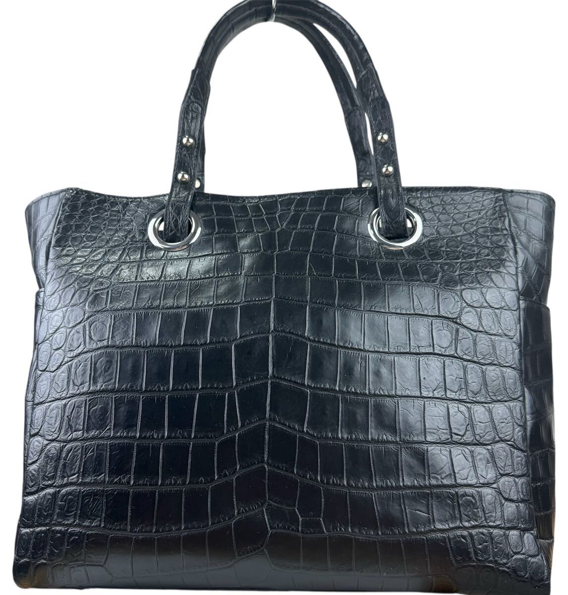 美品 JRA認定品 マット クロコダイル オールレザー バッグ 極美品 JRA クロコダイル トートバッグ メンズ センター取り