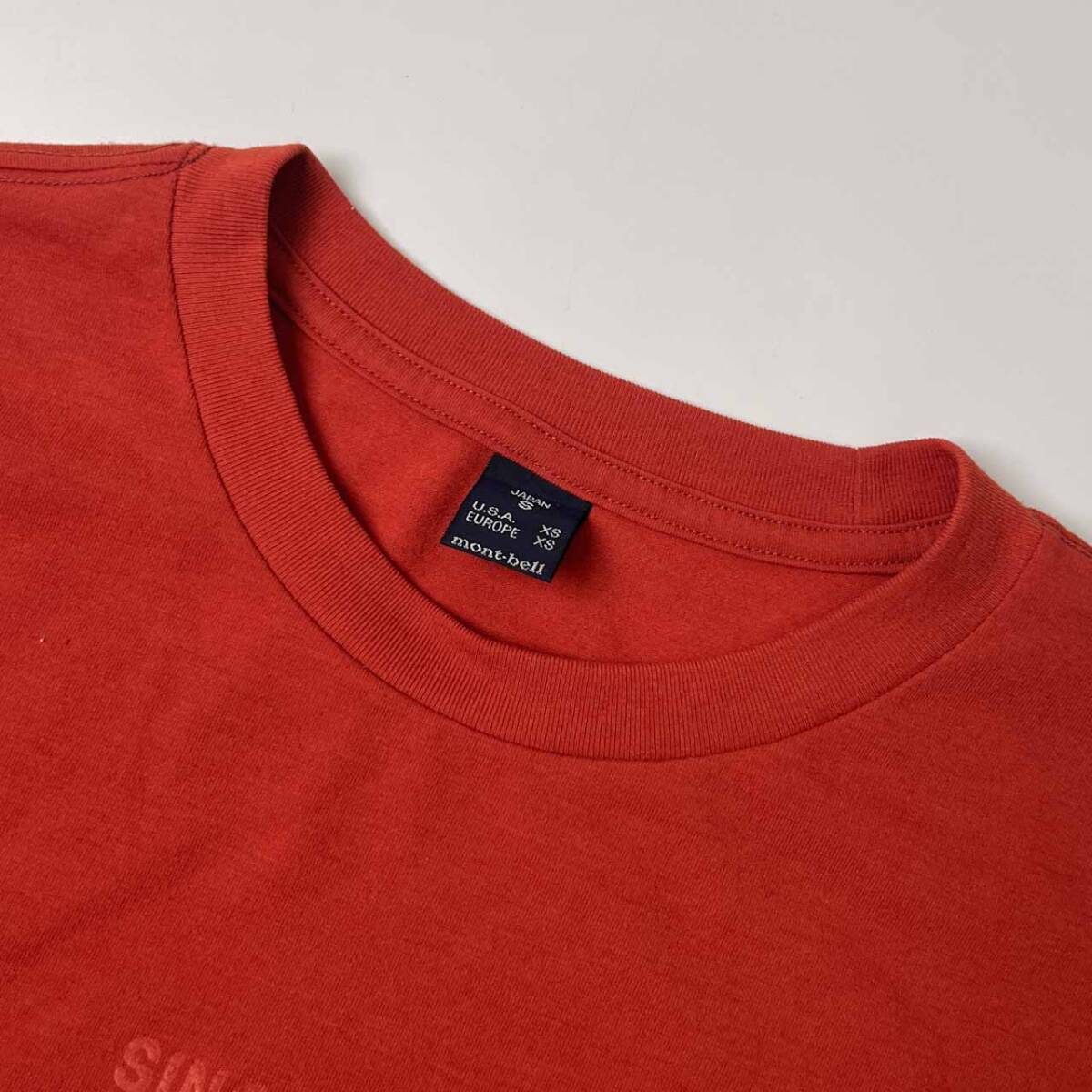 mont-bell モンベル ロゴ デザイン 半袖 Tシャツ S/朱色系 メンズ #1104452_画像3