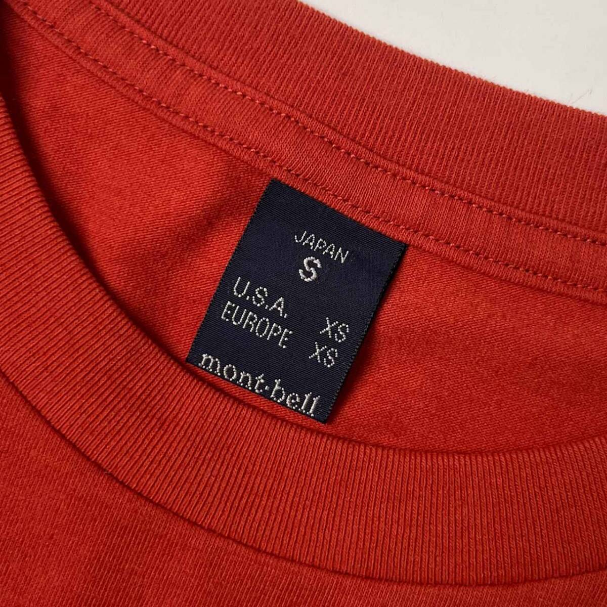 mont-bell モンベル ロゴ デザイン 半袖 Tシャツ S/朱色系 メンズ #1104452_画像4