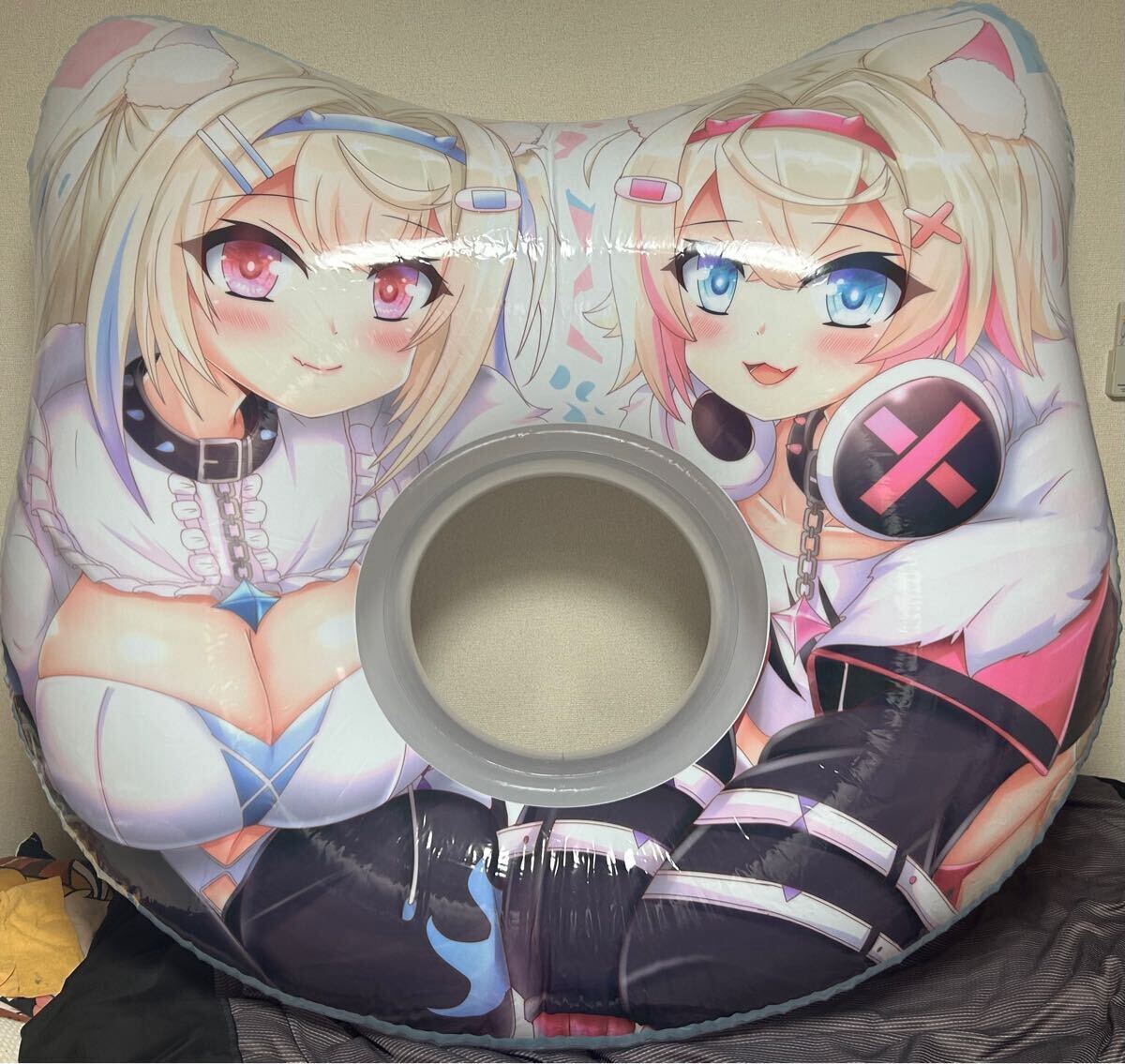 【新品未开封】ホロライブ フワモコ猫耳形150cm同人浮き轮【ビーチボール　空気ビニール　空ビ　フロート　风船　バルーン】