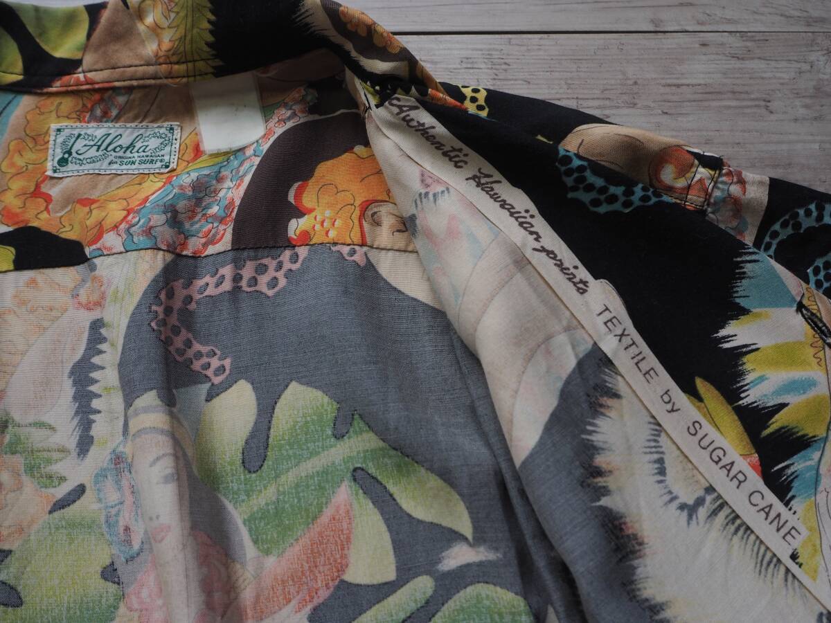 サンサーフ SUN SURF Aloha マトソンライン メニュー柄 ハワイアンシャツ 90s M品番 実寸M程度