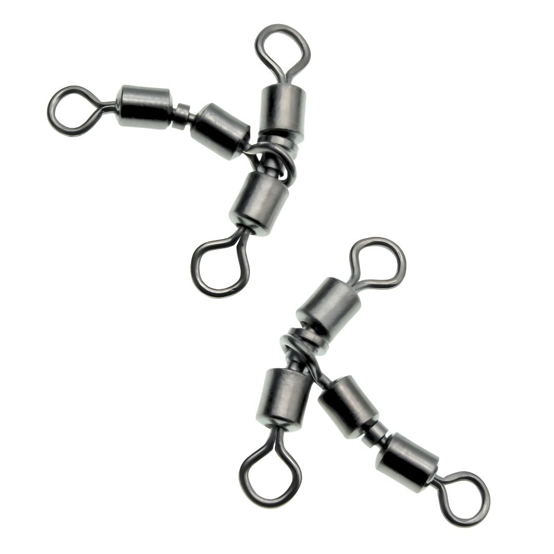 ダブルクレン親子サルカン 1×2(38㎏) 20個セット ステンレス銅合金製ローリングスイベル 三又 三方 天秤 泳がせ釣り仕掛け【1091mart】