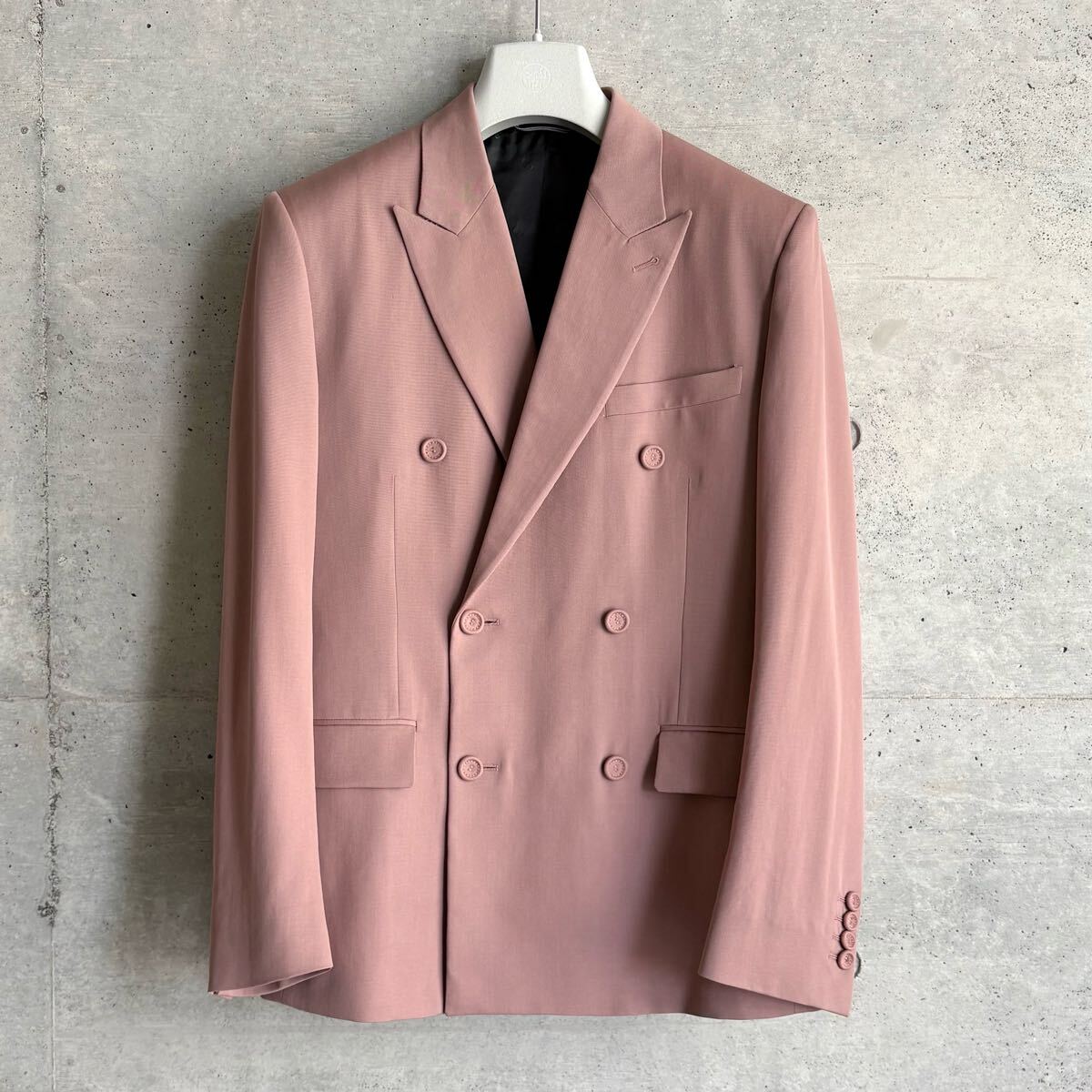 美品 DIOR 23SS テーラードジャケット 46 スカーフ付 ピンク 美品 DIOR homme 23SS スカーフドッキング テーラードジャケット