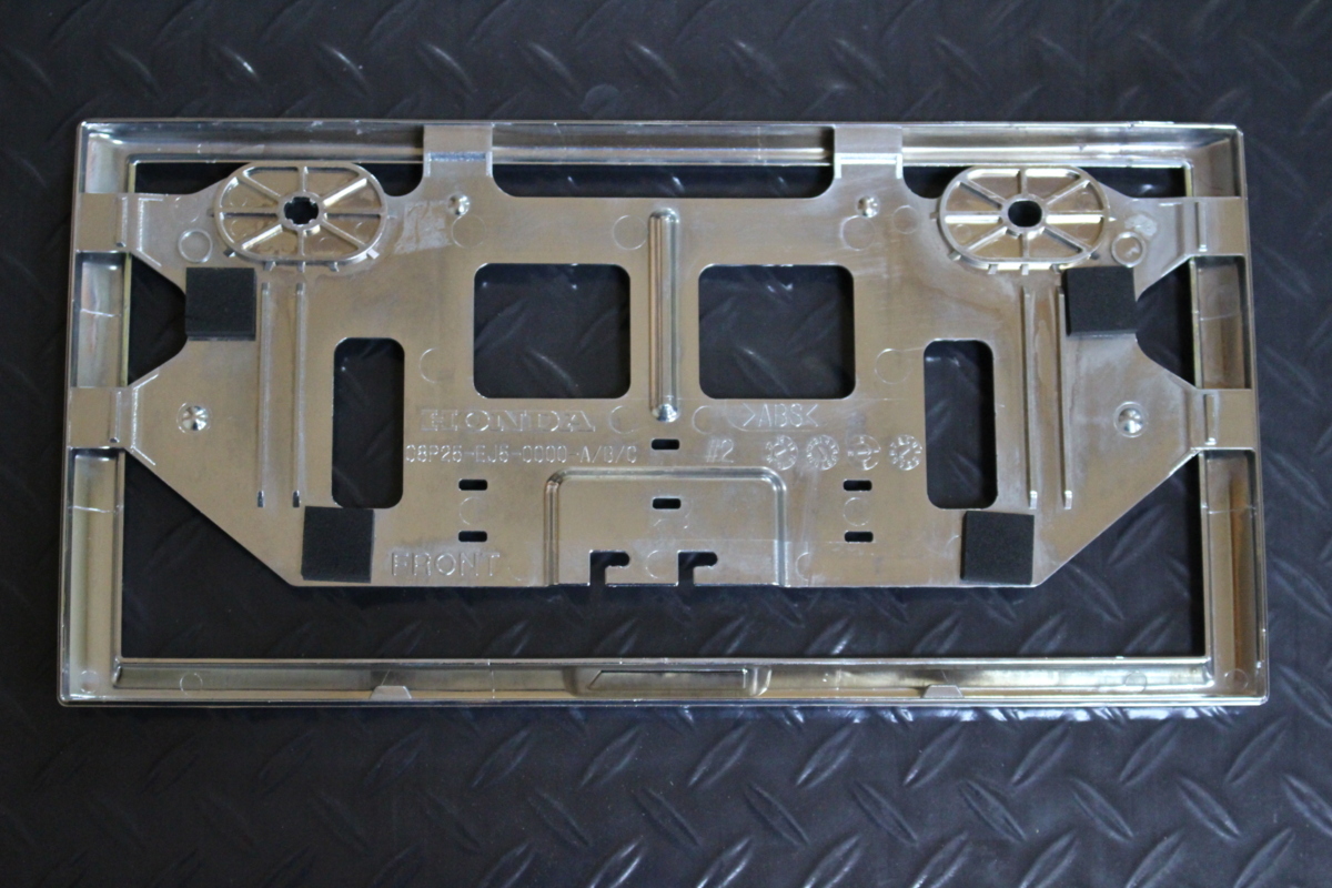 HONDAホンダ純正OP■シルバーメッキナンバーフレーム■N-BOX?N-ONE?N-VAN?フィット?ヴェゼル?CR-V等■2枚【フロント?リア】