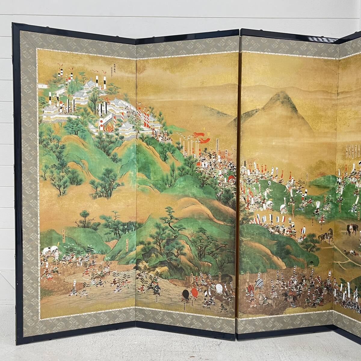 日本画 金屏風 賤ヶ岳合戦図屏風 六曲一双 (右席)蔵出し美術博物館級 賤ヶ岳合戦図屏風 六曲一双のうち右隻 NHK大河ドラマ秀吉放送