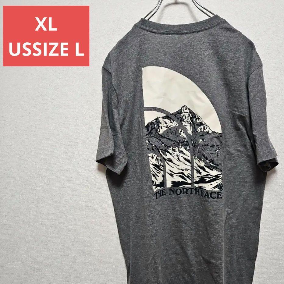 XL アメリカ ノースフェイス Tシャツ ロゴ ハーフドーム 山 グレー　the north face
