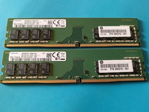 (BIOS確認済み)デスクトップPC用【SAMSUNG】 8GB 1Rx8 DDR4 PC4-2400T 8GBx2枚　計16GB　No.4