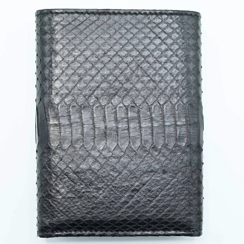 M06-k108 美品 GIORGIO ARMANI ジョルジオアルマーニ パイソン 三つ折り財(cái)布 札入れ ブラック