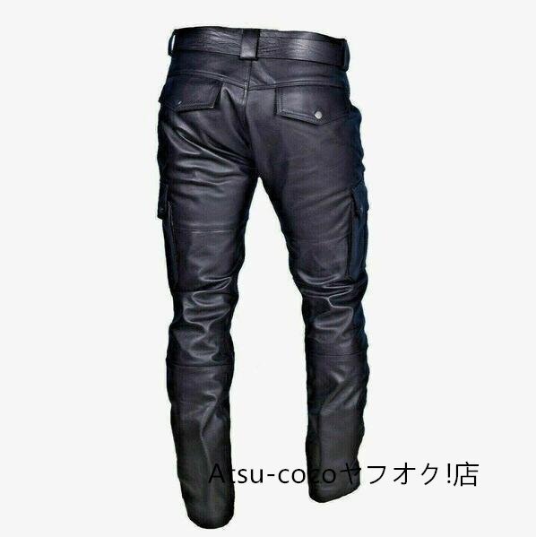 レザーパンツ メンズ　革パン バイクパンツ　革パンツ ロングパンツ モーターパンツ ライダースパンツ防寒 防水 S~5XL選択可