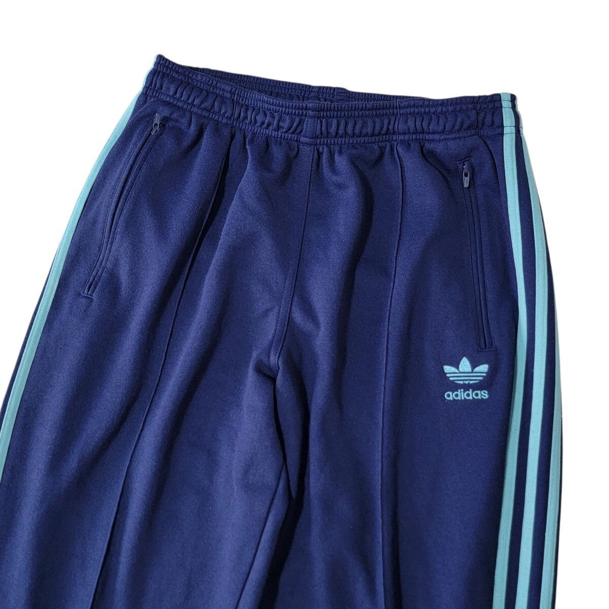【希少】adidas 00sトラックパンツ ファイヤーバード ネイビー L 希少色 ティファニーブルー 紺 ネイビー 00S 万国旗タグ Y2K