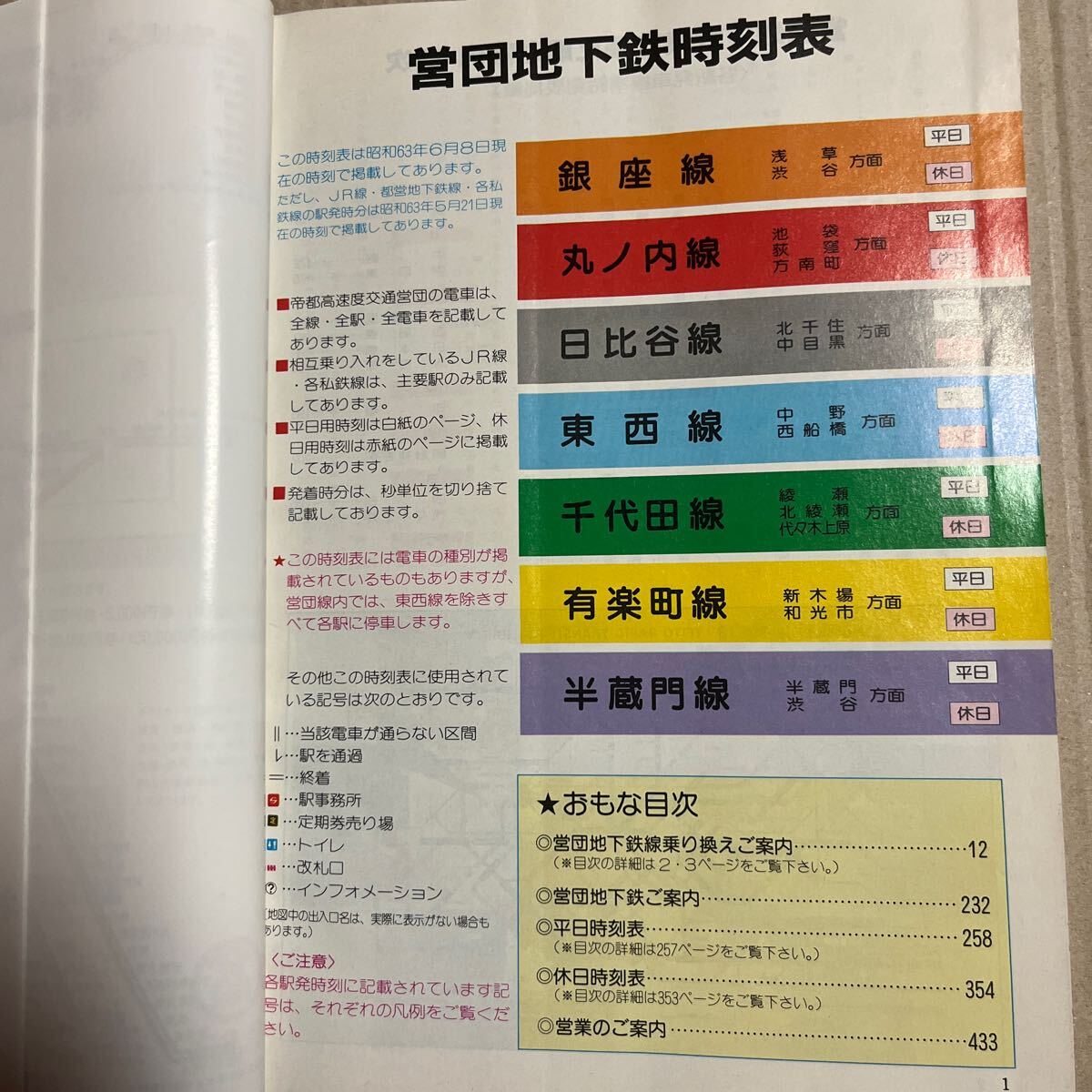 営団地下鉄時(shí)刻表　1986年6月 創(chuàng)刊號 Subring