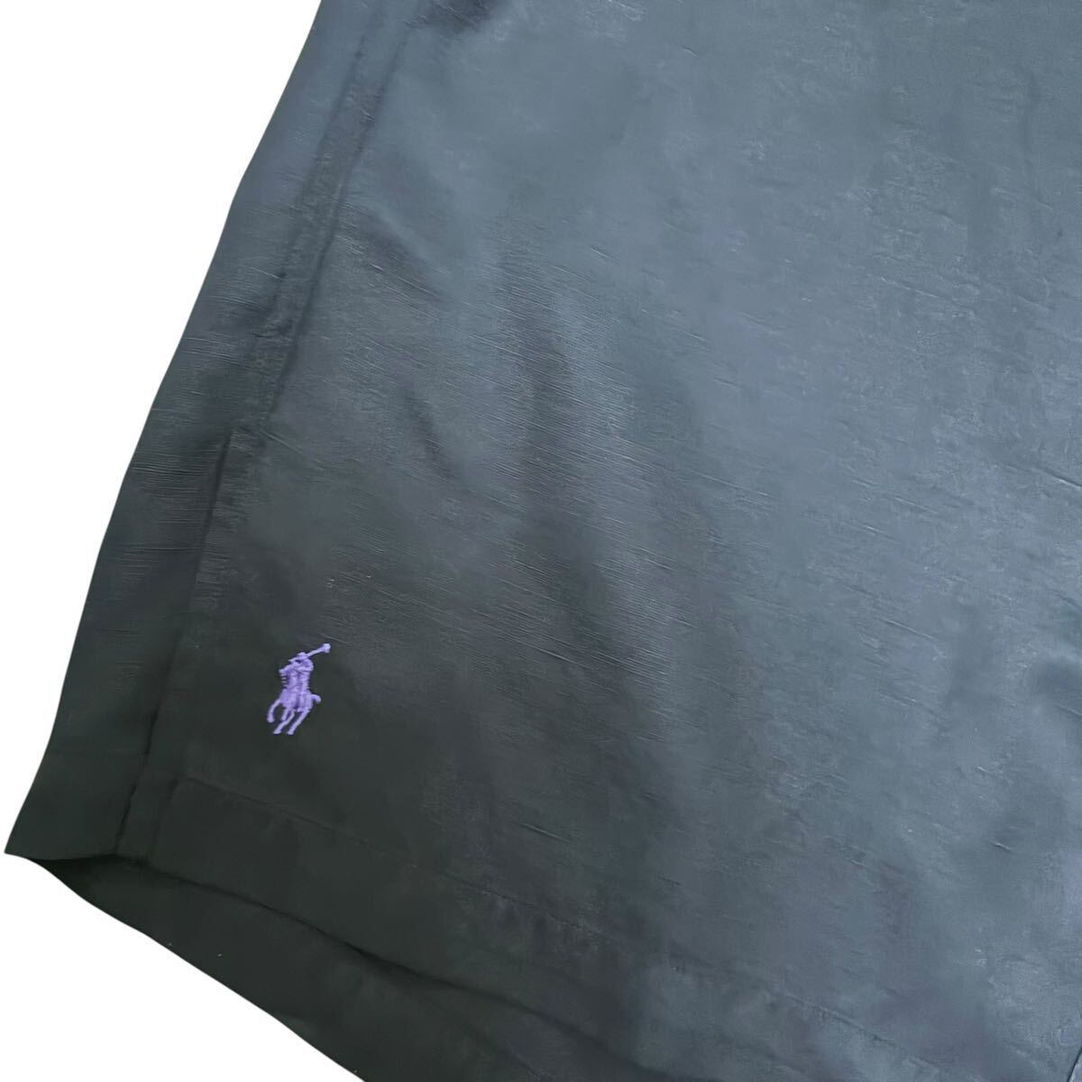 90s ラルフローレン CALDWELL 黒 L Polo ralph lauren ブラック シルク リネン　ビンテージ 半袖 シャツ　