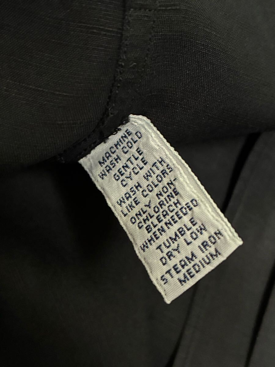 90s ラルフローレン CALDWELL 黒 L Polo ralph lauren ブラック シルク リネン　ビンテージ 半袖 シャツ　