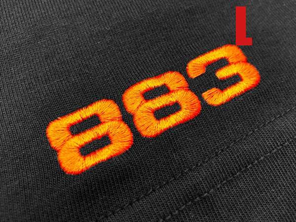 883 刺繍 T-shirt BKACK L/黒ハーレーevoエボスポーツスターsportsterironxl883nアイアンxl883lスーパーローxl883rxl883cxlh883ハガー