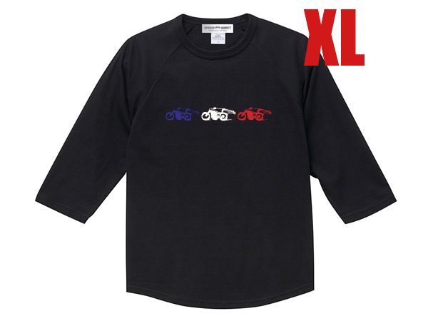 3スピードアディクト Raglan 3/4 Sleeves T-shirt BLACK XL/黒ラグラン七分袖ボンネビル世界最速のインディアンモトサイクルアメカジbmw