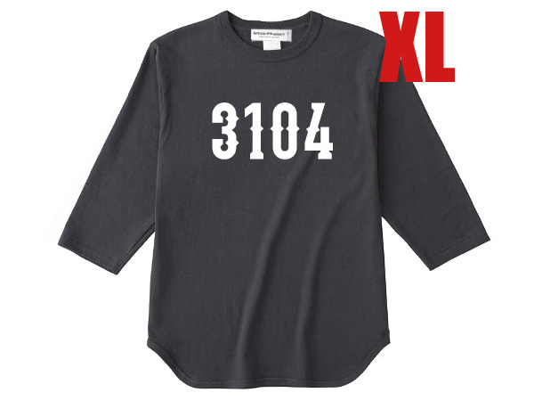 3104 3/4 Sleeves T-shirt BLACK × BLACK XL/七分袖スリークオータースリーブtシャツロゴレタリング數(shù)字3104丁目サトシblankeyjetcity70s