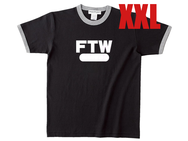 FTW Ringer T-shirt BLACK × GRAY XXL/黒トリムtシャツリンガーtシャツ半そで丸首カレッジ柄カレッジプリント古著風(fēng)アメカジユニセックス