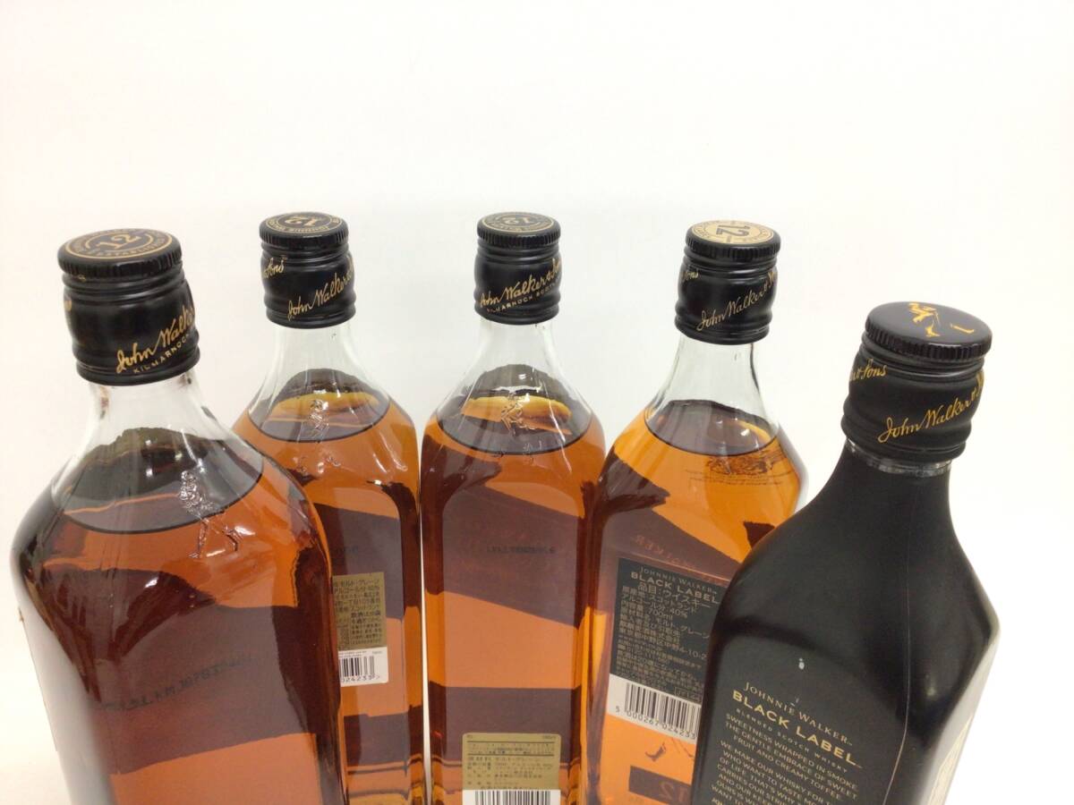 1円スタート ウイスキー whisky ジョニーウォーカー ブラックラベル 12年 黒キャップ 5本セット 700/1000ml 40/43% 重量番號(hào):10(I-1)