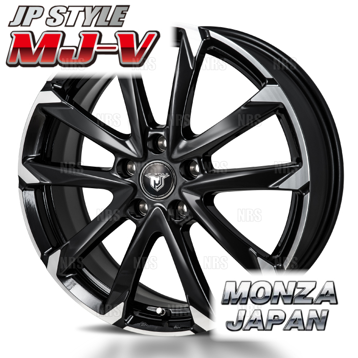 MONZA モンツァ JP STYLE MJ-V (2本セット) 5.0J x 14 インセット+39 PCD100 4穴 ブラックメタリック/ポリッシュ (MJV-501439-100-2S