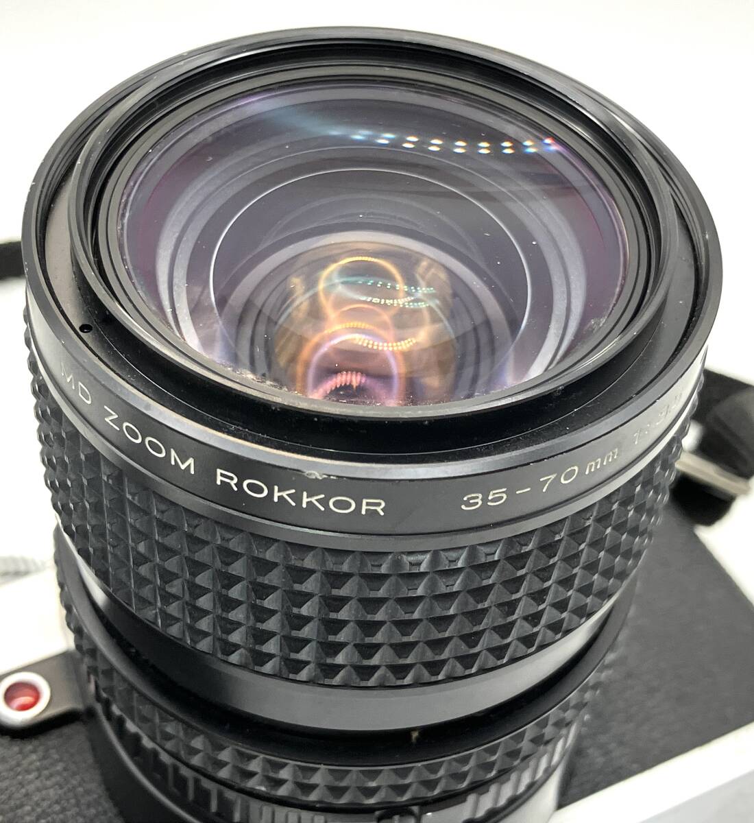 【671】カメラ?ストロボセット MINOLTA X-7 フィルムカメラ 一眼レフ ブラック MD ZOOM ROKKOR 35-70mm F3.5 動作未確認 ジャンク