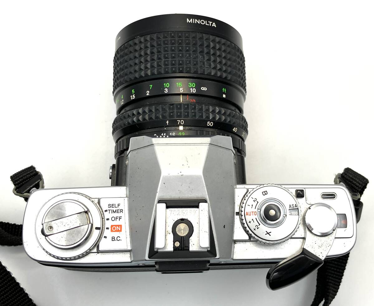 【671】カメラ?ストロボセット MINOLTA X-7 フィルムカメラ 一眼レフ ブラック MD ZOOM ROKKOR 35-70mm F3.5 動作未確認 ジャンク