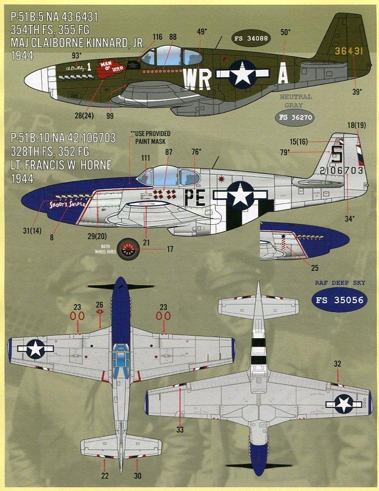 1/48 мех мяч переводная картинка P-51B/C Mustang цвет & маркировка (2)