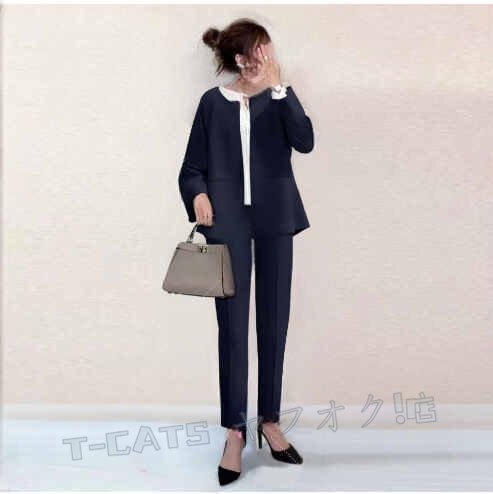 ☆新品卒業(yè)式入學式に??！パンツスーツセットアップ ゆったりウエストゴム２點セットベージュ