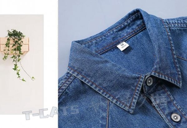 ☆新品半袖シャツ 半袖デニムシャツ メンズ シャツ トップス カーゴシャツ ワーク ウエスタン ブルー サイズ選択可