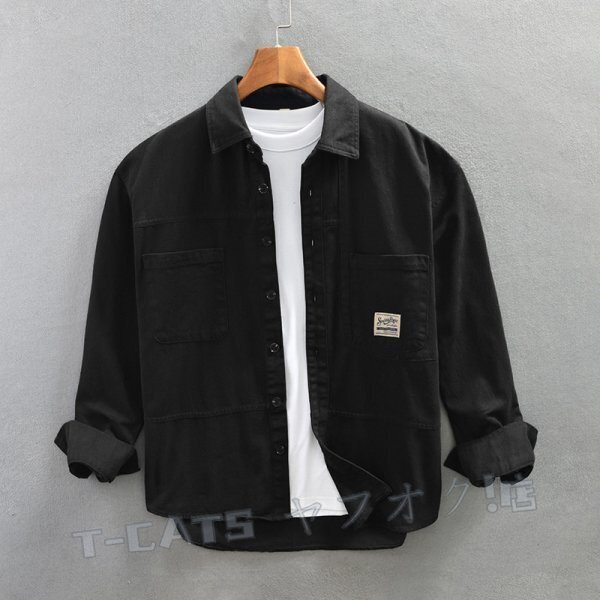 ☆新品シャツジャケット ワークシャツ カーゴシャツ 長(zhǎng)袖シャツ メンズ ウエスタン トレンド トップス グリーン サイズ選択可