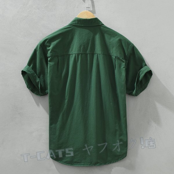 ☆新品半袖シャツ カーゴシャツ メンズ トップス 春夏薄手 ウエスタン トレンド カジュアル コットン白 サイズ選択可