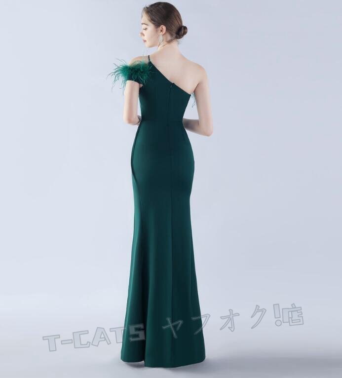☆新品レディースワンピース 高品質(zhì) 大人sexy ウエディングドレス パーティドレス ワンショルダー 緑