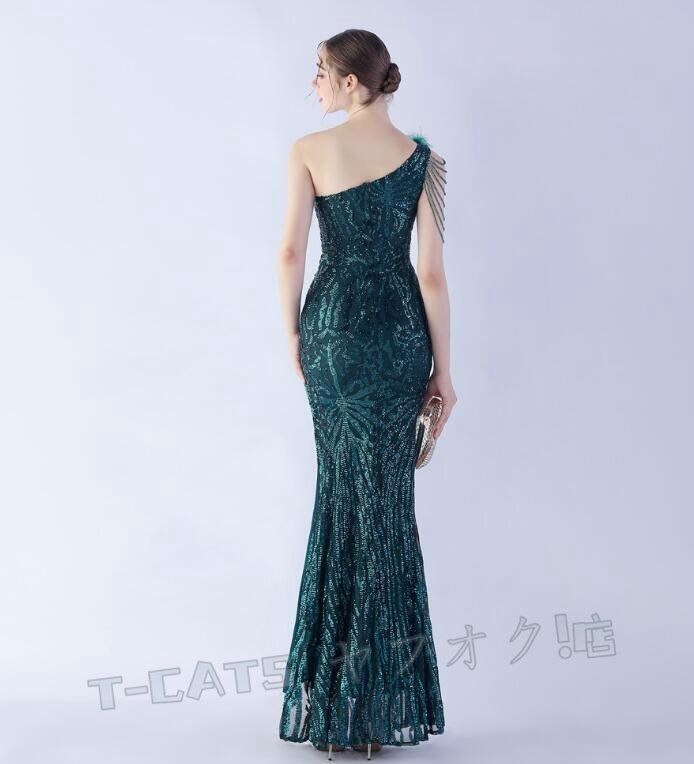 ☆新品レディースワンピース 高品質(zhì) 大人sexy 結(jié)婚式 ウエディングドレス パーティドレス ワンショルダー 緑