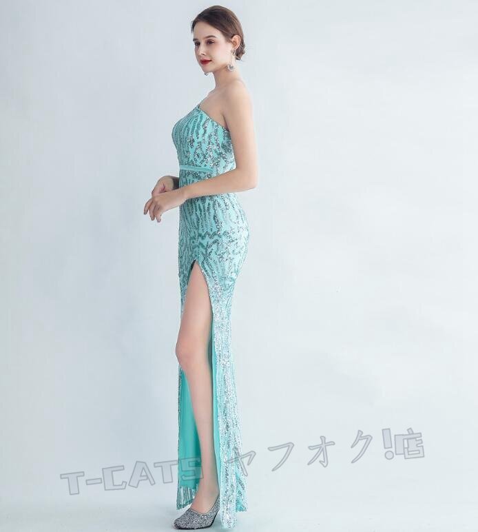 ☆新品レディースワンピース 大人sexy 高品質(zhì) 結(jié)婚式 二次會(huì)ドレス ワンショルダー グリーン