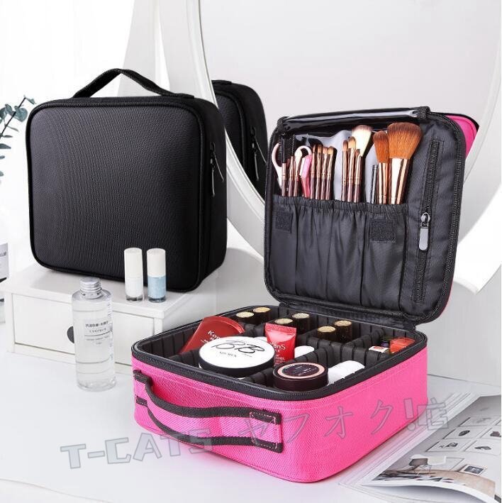 ☆新品高品質(zhì)化粧道具 化粧バッグ　レッド コスメバッグ 持運(yùn)び 化粧品入れ 大容量 ポーチ メイクボックス 収納ケース 小物