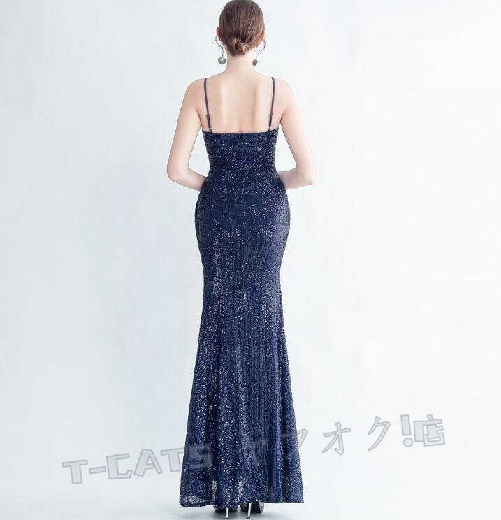 ☆新品レディースワンピース 大人sexy 高品質(zhì) 結(jié)婚式 二次會ドレス キャミワンピ 濃紺