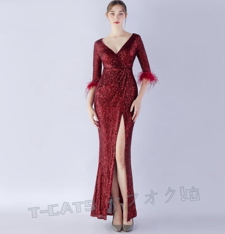 ☆新品レディースワンピース 大人sexy 高品質(zhì) ウエディングドレス 結(jié)婚式 パーティドレス 赤
